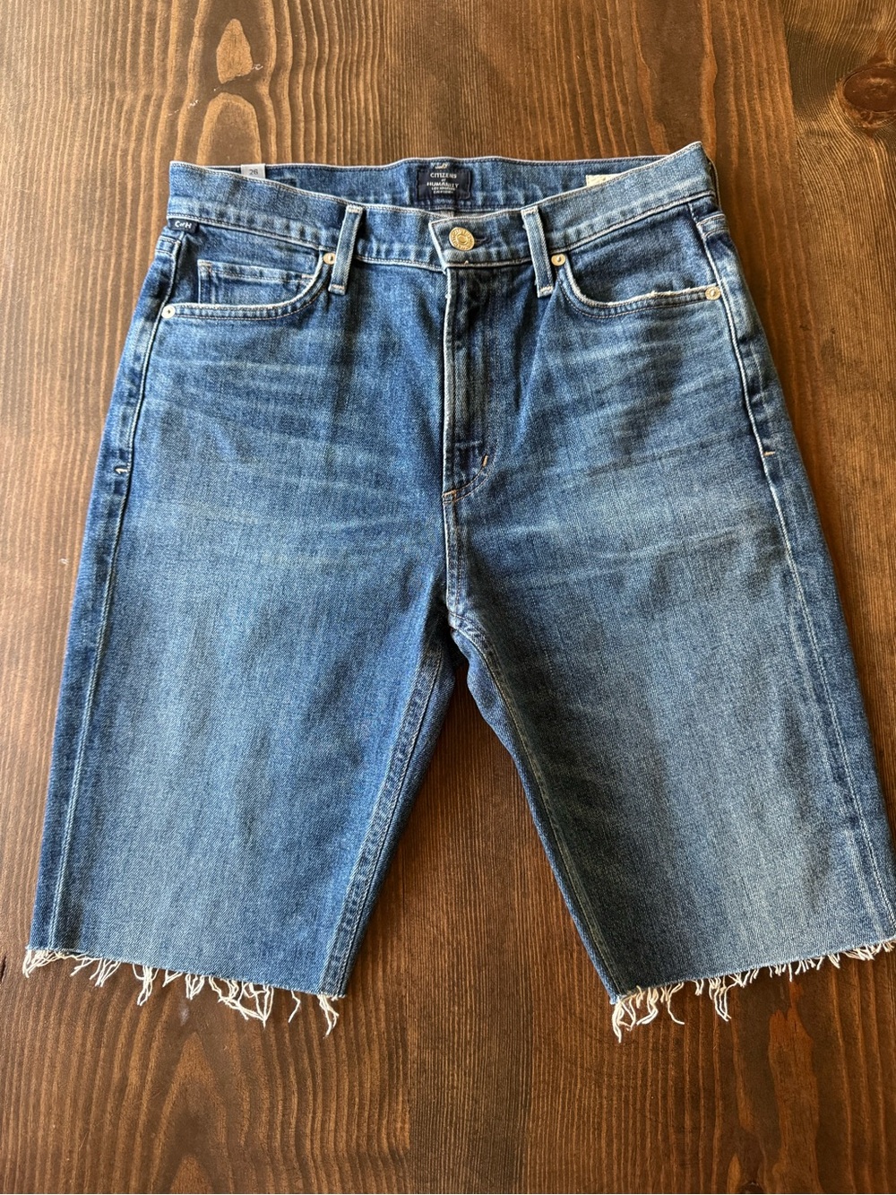 Citizens of Humanity Demy Cropped Flare Bermuda Denim Shorts